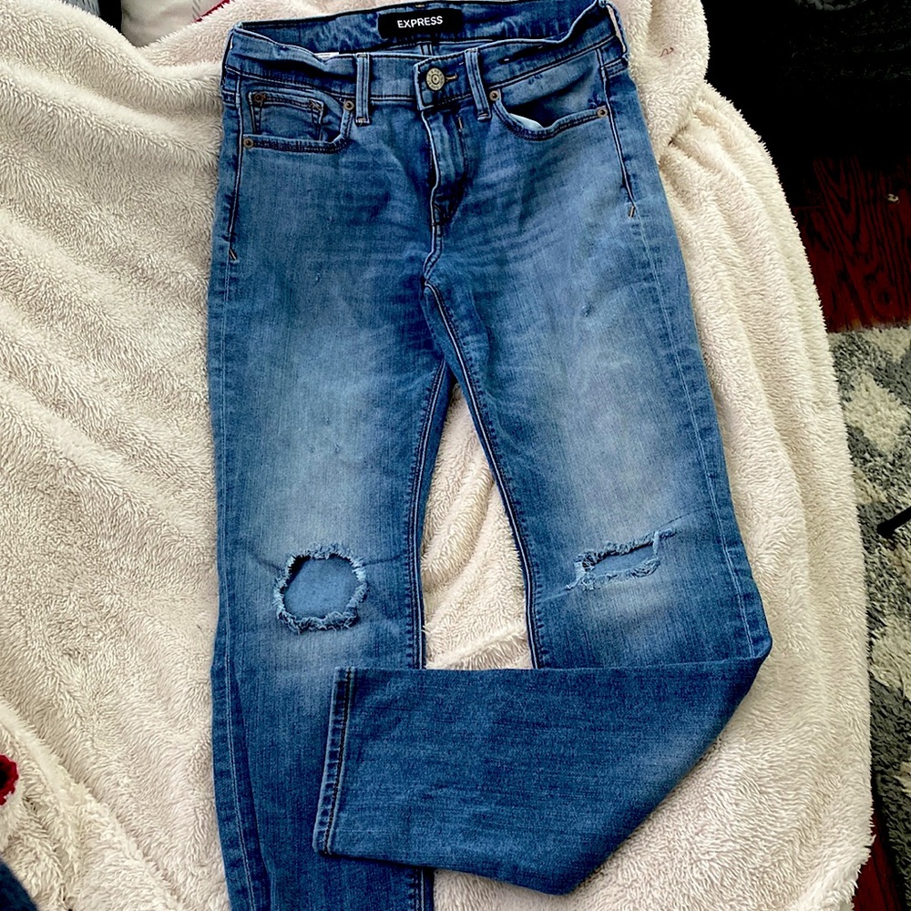 Express ripped skinny jeans